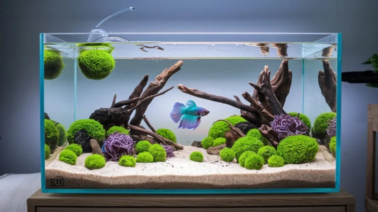 Marimo Moss ball and Betta fish