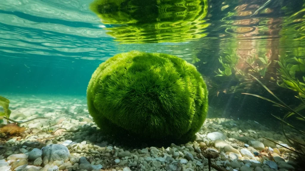 Marimo Moss ball and Betta fish